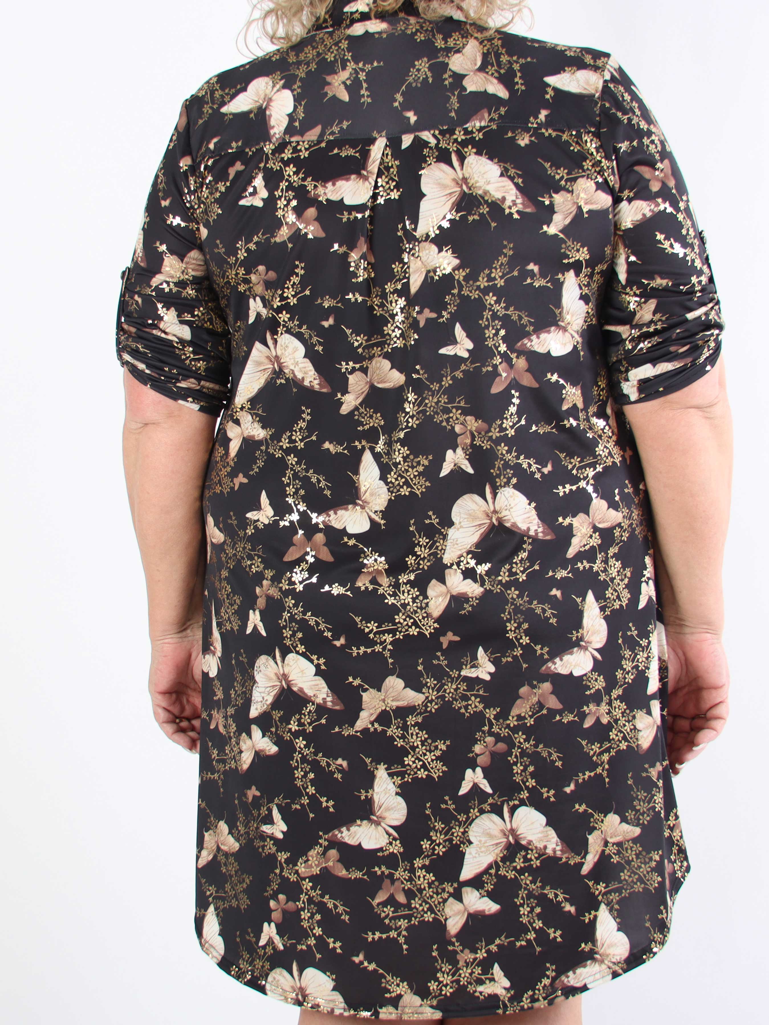 Ebba Butterfly - Elastisk plus size-klänning med fjärilar